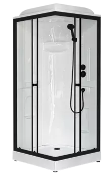 Душевая кабина Royal Bath 90х90 RB 90HP1-T-BL стекло прозрачное, профиль черный