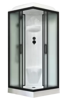 Душевая кабина Royal Bath 90х90 RB 90HP6-WC-BL стекло матовое, профиль черный, задняя стенка белая