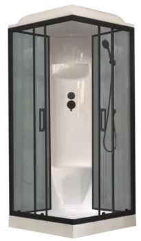 Душевая кабина Royal Bath 90х90 RB 90HP6-GT-BL стекло прозрачное, профиль черный, задняя стенка серая