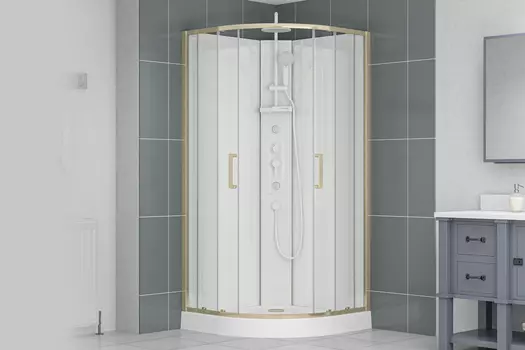 Душевая кабина Royal Bath BERN 90х90 RB90HK-WT-GD стекло прозрачное, профиль золото, без крыши