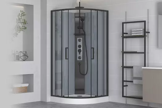 Душевая кабина Royal Bath BERN 90х90 RB90HK-WT-BL стекло прозрачное, профиль черный, без крыши