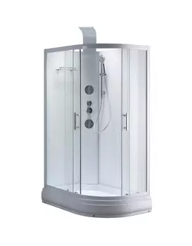 Душевая кабина с гидромассажем Taliente 120х80 TA-128CW(L) без крыши, стекло прозрачное, профиль белый, со средним поддоном