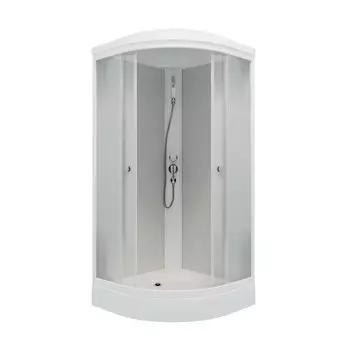 Душевая кабина Тритон Лайт 100x100 Щ0000061831 стекло рисунок, профиль белый, низкий поддон