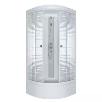 Душевая кабина Тритон Полосы 100х100 Щ0000061824 стекло узорчатое, профиль белый