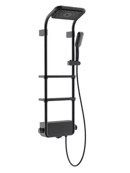 Душевая панель AQUAme AQM 8003B с изливом и термостатом, черный