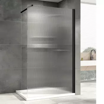 Душевая перегородка Abber Immer Offen 90x200 AG61091R8 стекло рифленое, профиль черный