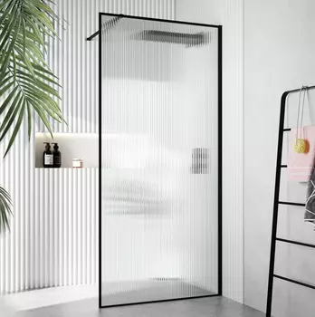 Душевая перегородка Ceruttispa 90x190 STRIP T90 стекло гофрированное, профиль черный