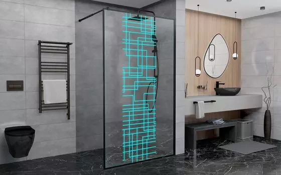 Душевая перегородка DTO LB 110 Black 110 см LB110 стекло с узором, профиль черный