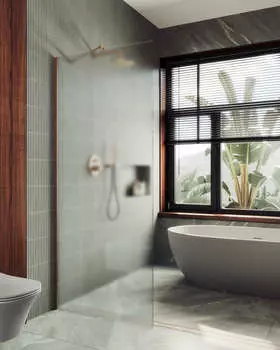 Душевая перегородка MaybahGlass 109x195 MGD-680-2у стекло сатин, профиль бронза