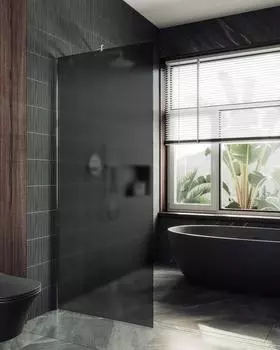 Душевая перегородка MaybahGlass 109x195 MGD-682-5ш стекло графит матовый, профиль хром матовый