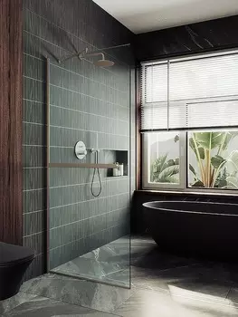 Душевая перегородка MaybahGlass 109x195 MGD-708-2у стекло прозрачное, профиль бронза