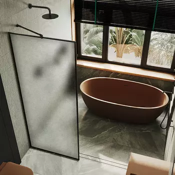 Душевая перегородка MaybahGlass 109x195 MGD-839-6 стекло сатин, профиль черный