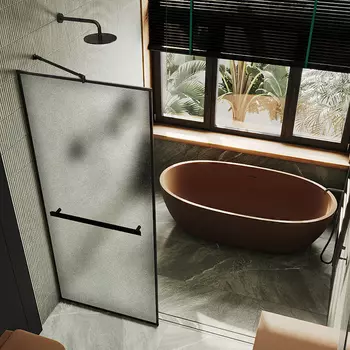 Душевая перегородка MaybahGlass 109x195 MGD-851-6 стекло сатин, профиль черный