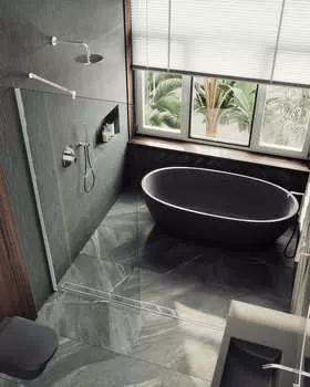 Душевая перегородка MaybahGlass 119x195 MGD-683-1у стекло прозрачное, профиль белый