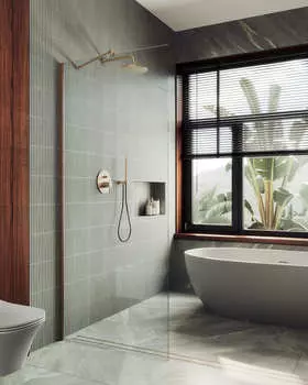 Душевая перегородка MaybahGlass 119x195 MGD-683-2у стекло прозрачное, профиль бронза