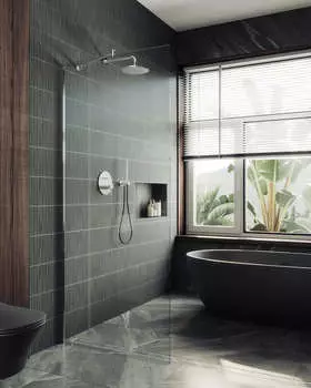 Душевая перегородка MaybahGlass 119x195 MGD-683-5ш стекло прозрачное, профиль хром матовый