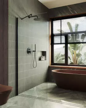 Душевая перегородка MaybahGlass 119x195 MGD-683-6ш стекло прозрачное, профиль черный