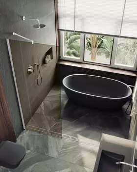 Душевая перегородка MaybahGlass 119x195 MGD-684-1ш стекло бронза, профиль белый