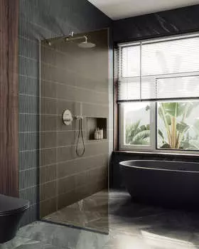 Душевая перегородка MaybahGlass 119x195 MGD-684-5у стекло бронза, профиль хром матовый