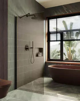 Душевая перегородка MaybahGlass 119x195 MGD-684-6ш стекло бронза, профиль черный