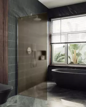 Душевая перегородка MaybahGlass 119x195 MGD-685-5ш стекло бронза матовая, профиль хром матовый