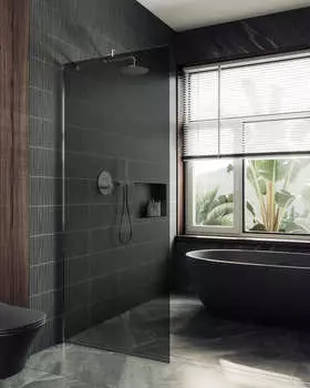 Душевая перегородка MaybahGlass 119x195 MGD-686-5ш стекло графит, профиль хром матовый