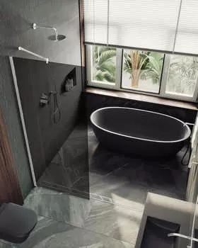 Душевая перегородка MaybahGlass 119x195 MGD-687-1ш стекло графит матовый, профиль белый