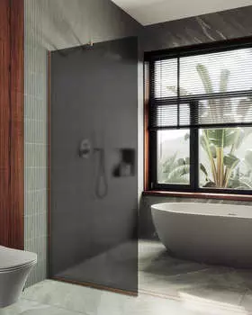 Душевая перегородка MaybahGlass 119x195 MGD-687-2у стекло графит матовый, профиль бронза