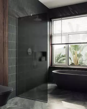 Душевая перегородка MaybahGlass 119x195 MGD-687-5у стекло графит матовый, профиль хром матовый