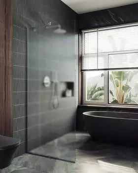 Душевая перегородка MaybahGlass 119x195 MGD-688-5у стекло сатин, профиль хром матовый