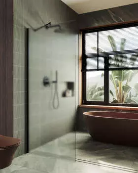 Душевая перегородка MaybahGlass 119x195 MGD-688-6ш стекло сатин, профиль черный