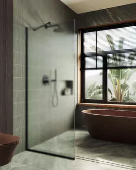 Душевая перегородка MaybahGlass 119x195 MGD-688-6у стекло сатин, профиль черный