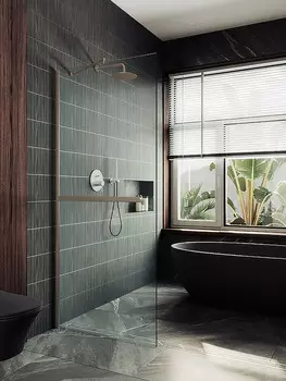 Душевая перегородка MaybahGlass 119x195 MGD-714-2ш стекло прозрачное, профиль бронза