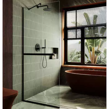 Душевая перегородка MaybahGlass 119x195 MGD-714-6у стекло прозрачное, профиль черный