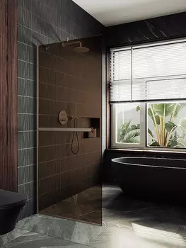 Душевая перегородка MaybahGlass 119x195 MGD-715-2у стекло бронза, профиль бронза