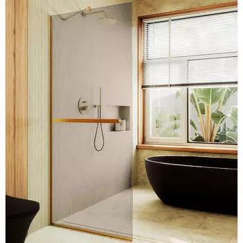 Душевая перегородка MaybahGlass 119x195 MGD-715-3у стекло бронза, профиль золото