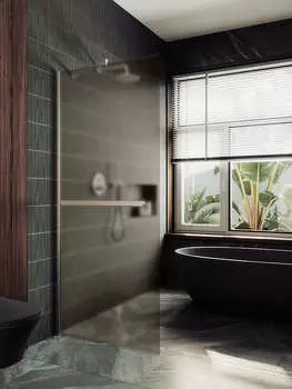 Душевая перегородка MaybahGlass 119x195 MGD-716-5ш стекло бронза матовая, профиль хром матовый