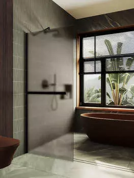 Душевая перегородка MaybahGlass 119x195 MGD-716-6ш стекло бронза матовая, профиль черный