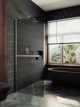 Душевая перегородка MaybahGlass 119x195 MGD-717-5ш стекло графит, профиль хром матовый