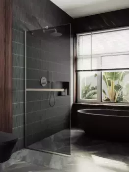 Душевая перегородка MaybahGlass 119x195 MGD-717-5у стекло графит, профиль хром матовый