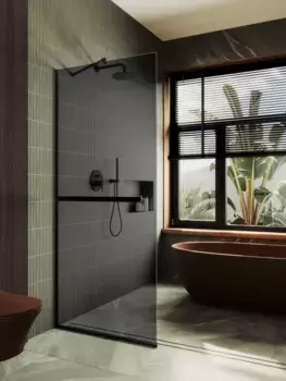 Душевая перегородка MaybahGlass 119x195 MGD-717-6у стекло графит, профиль черный