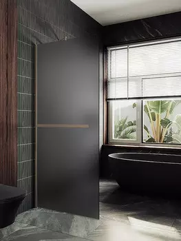 Душевая перегородка MaybahGlass 119x195 MGD-718-2ш стекло графит матовый, профиль бронза