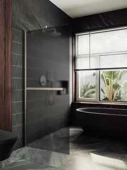 Душевая перегородка MaybahGlass 119x195 MGD-718-5ш стекло графит матовый, профиль хром матовый