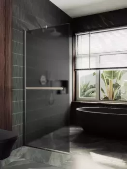 Душевая перегородка MaybahGlass 119x195 MGD-718-5у стекло графит матовый, профиль хром матовый