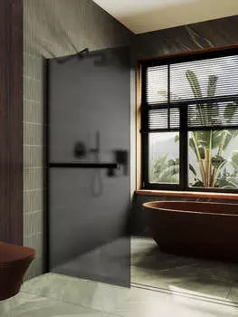 Душевая перегородка MaybahGlass 119x195 MGD-718-6ш стекло графит матовый, профиль черный