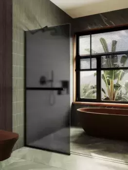 Душевая перегородка MaybahGlass 119x195 MGD-718-6у стекло графит матовый, профиль черный