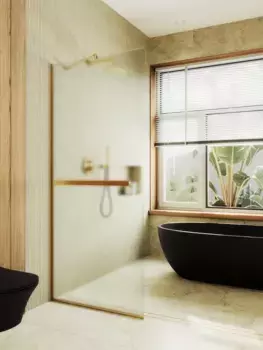 Душевая перегородка MaybahGlass 119x195 MGD-719-3у стекло сатин, профиль золото