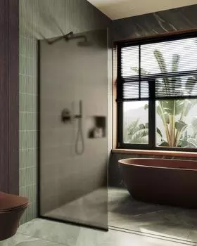 Душевая перегородка MaybahGlass 69x195 MGD-703-6у стекло бронза матовая, профиль черный