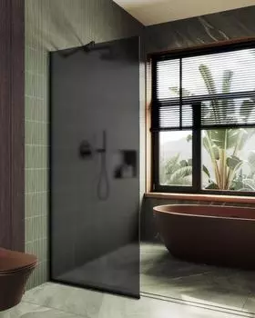 Душевая перегородка MaybahGlass 69x195 MGD-704-6у стекло графит матовый, профиль черный