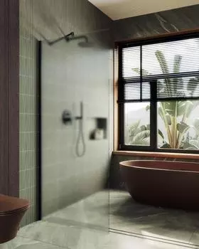 Душевая перегородка MaybahGlass 69x195 MGD-706-6ш стекло сатин, профиль черный